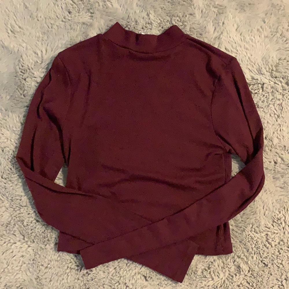 Burgundy Turtleneck Crop Top
